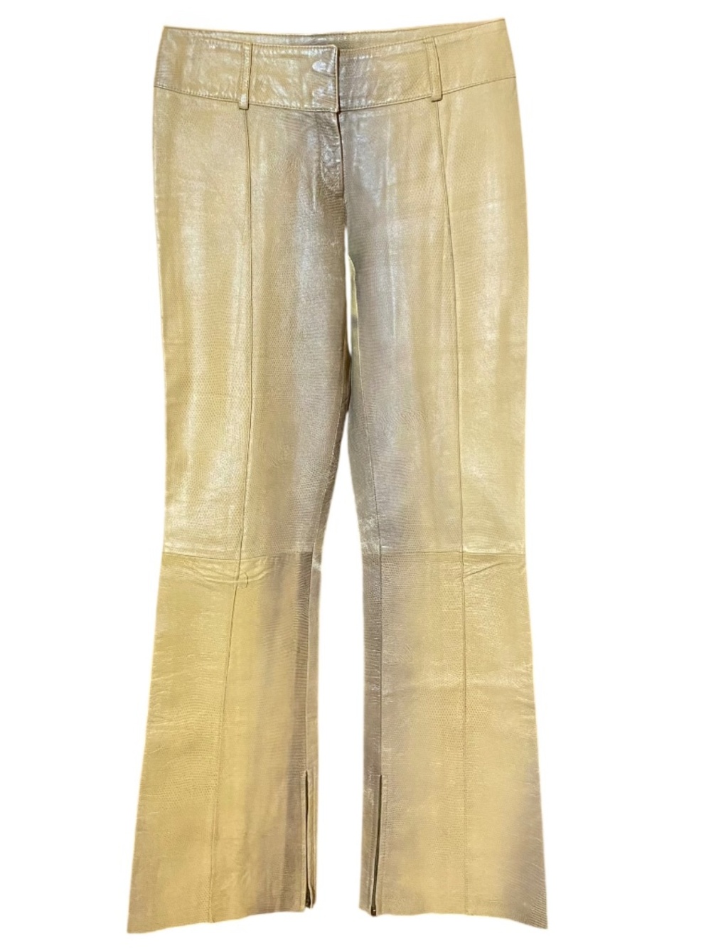 Patrizia Pepe Y2K Sahara Lizard Embossed Leather Bootcut Split Hem Pants IT 40 U